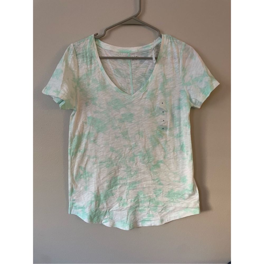 Gap Womens Small Easy T Green and White Short Sleeve Shirt NEW